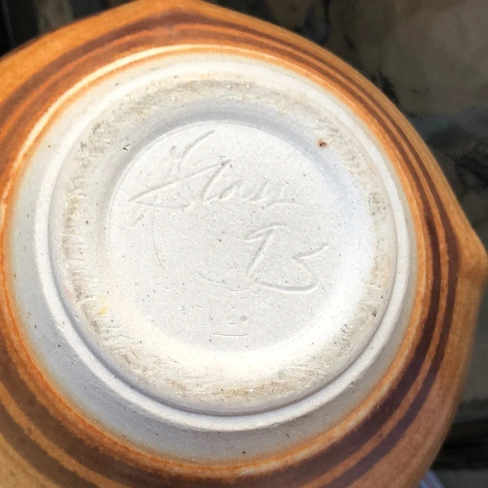 COPY - Glazed Vase Tan brown blue colors Made in 93/95’
